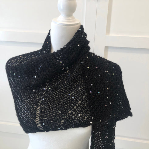 Modular KNITTING PATTERN: Sequined Stole, Garter Stitch Shawl